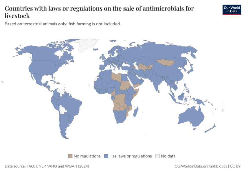 A thumbnail of the "Countries with laws or regulations on the sale of antimicrobials for livestock" chart