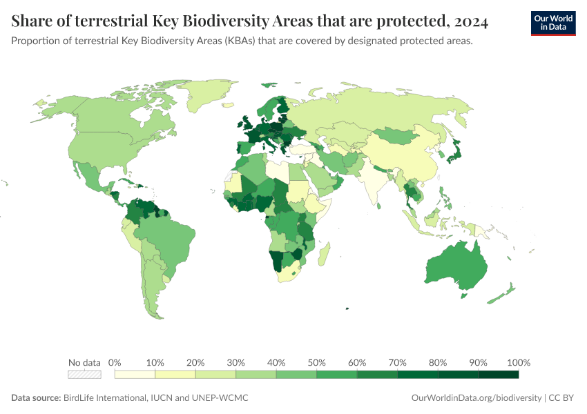 A thumbnail of the "Share of terrestrial Key Biodiversity Areas that are protected" chart