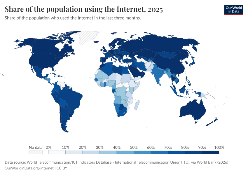 A thumbnail of the "Share of the population using the Internet" chart